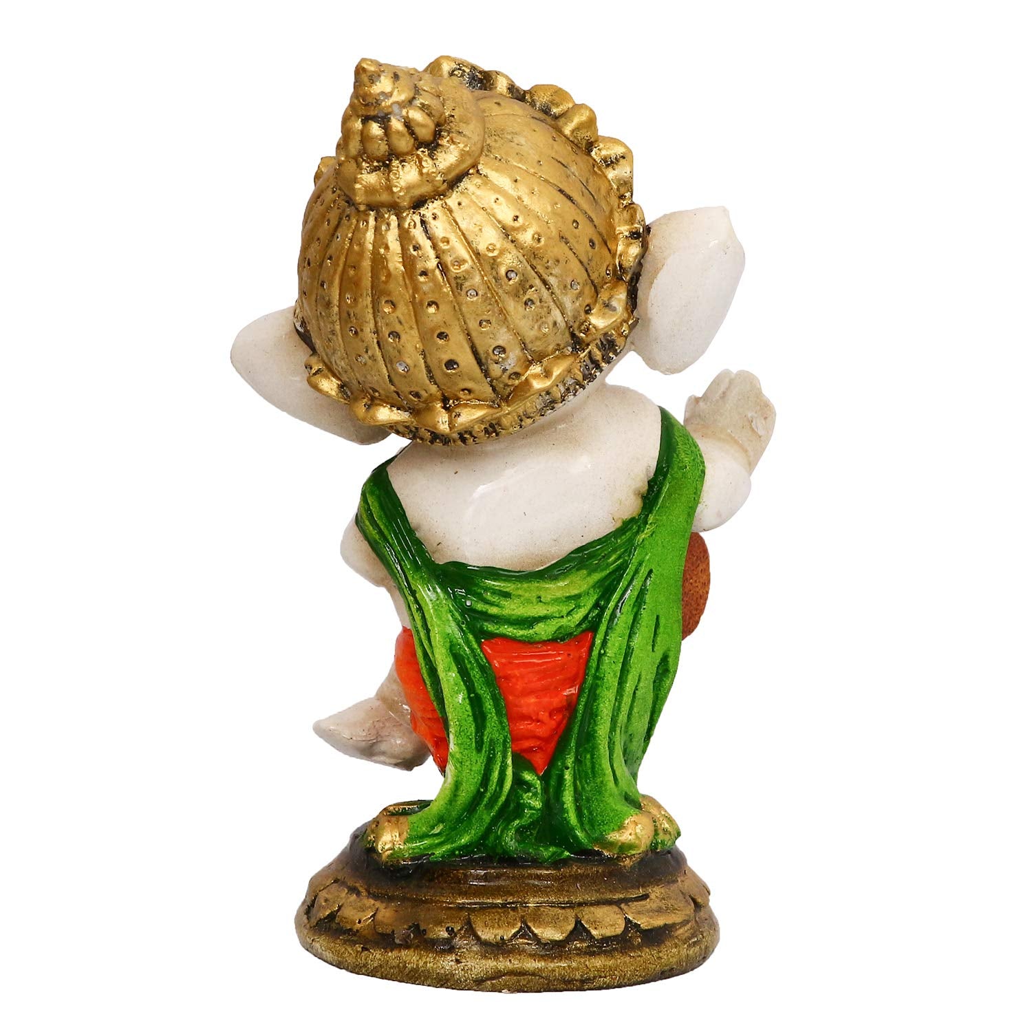 Ecraftindia Handcrafted Polyresin Lord Ganesha Idol Playing Dholak Musical Instrument Decorative Showpiece Ideal For Home, Offic